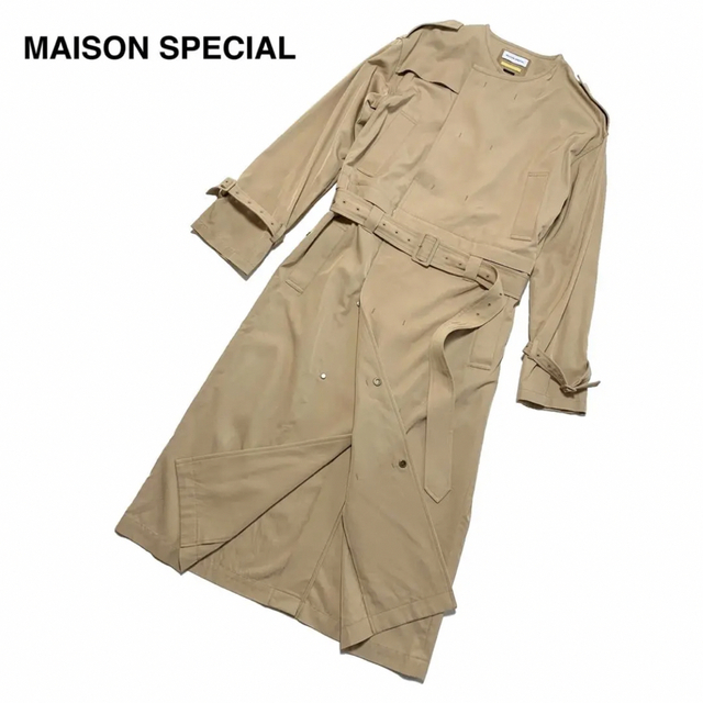 MAISON SPECIAL(メゾンスペシャル)の☆良品 メゾンスペシャル 4way ノーカラー トレンチコート ロングコート レディースのジャケット/アウター(トレンチコート)の商品写真