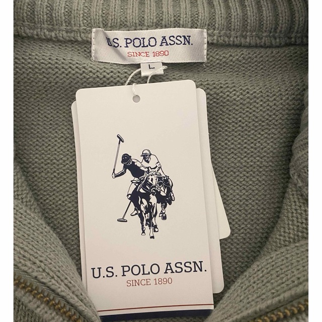 U.S. POLO ASSN.(ユーエスポロアッスン)のU.S. POLO ASSN別注ハーフジップリブニット　サックスブルー メンズのトップス(ニット/セーター)の商品写真