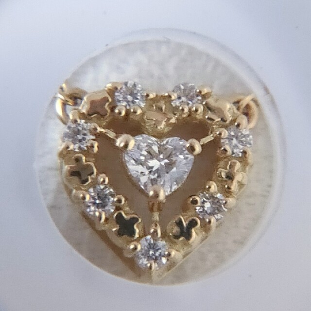 美品)アーカー◇K18YGプリンセスハートダイヤモンドネックレス0.14ct