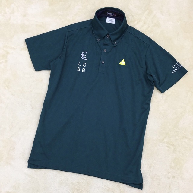 ルコックスポルティフ ゴルフウェア 半袖ポロシャツ メンズM 総柄 緑