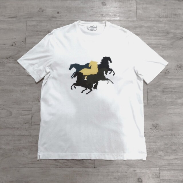 HERMES エルメス 20SS Labyrinthe Equestre 総柄半袖Tシャツ ホワイト