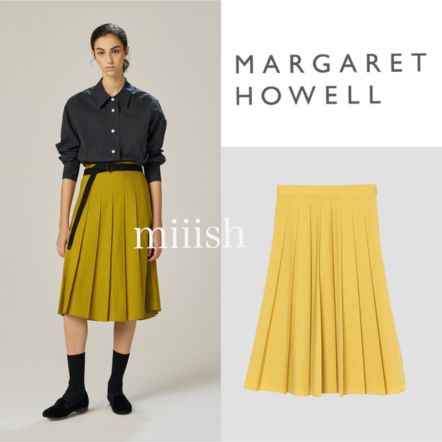 MARGARET HOWELL(マーガレットハウエル)の極美品 マーガレットハウエル コットンポリアコーディオンプリーツスカート6.4万 レディースのスカート(ロングスカート)の商品写真