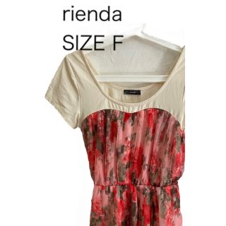 リエンダ(rienda)のrienda リエンダ 花柄 半袖ブラウス レーヨン混 サイズF(シャツ/ブラウス(半袖/袖なし))