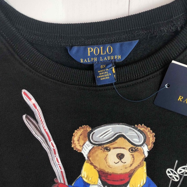 POLO RALPH LAUREN(ポロラルフローレン)の新作◇ラルフローレンポロベアフリーススウェットシャツ ブラック 6X125 キッズ/ベビー/マタニティのキッズ服女の子用(90cm~)(Tシャツ/カットソー)の商品写真