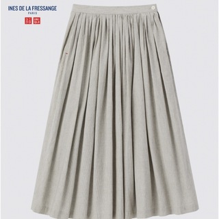 ユニクロ(UNIQLO)のイネス　コットンリネンギャザースカート　size:67(ロングスカート)