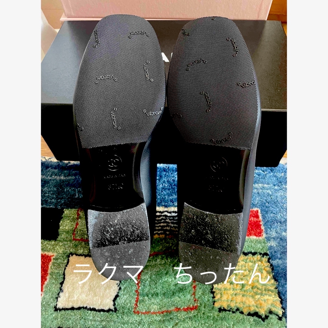 CHANEL - 美品♡CHANEL ローファー 37ハーフ ブラック 黒の通販 CHANEL - 美品♡CHANEL ローファー 37ハーフ ブラック 黒の通販