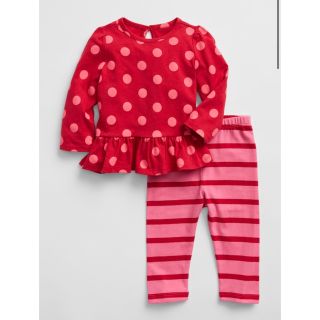 ベビーギャップ(babyGAP)の新品　babyGAP ドットチュニック＆レギンス　80cm (ワンピース)