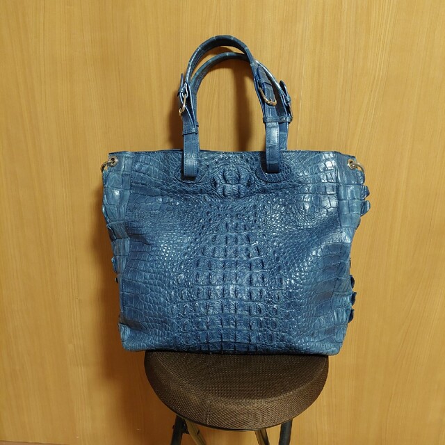 大人気新品 極美品 一点物 タイ藍染インディゴネイビー スモールクロコ