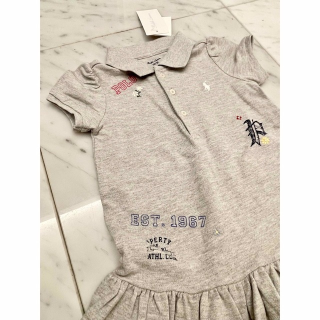 Ralph Lauren(ラルフローレン)のタグ付　ラルフローレンベビー　半袖ワンピース　グレー 85 キッズ/ベビー/マタニティのベビー服(~85cm)(ワンピース)の商品写真