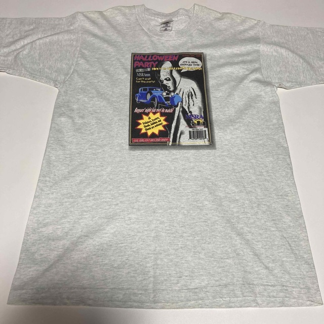 【90sオールド】ハロウィンパーティー　ホラープリントTシャツ　霜降りグレー