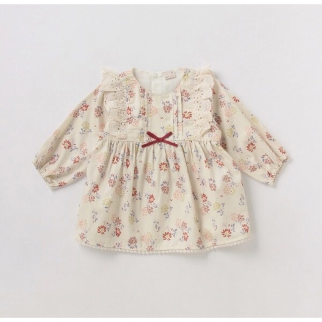 petit main(プティマイン)の花柄レースフリルチュニック100 キッズ/ベビー/マタニティのキッズ服女の子用(90cm~)(ブラウス)の商品写真