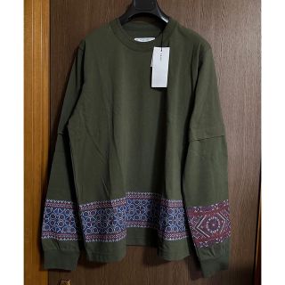 サカイ(sacai)の4新品 sacai サカイ メンズ 刺繍 再構築 ロング Tシャツ 長袖 カーキ(スウェット)