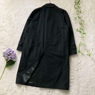 美品】高級カシミヤ100% 比翼 ステンカラーコート チャコールグレー A6