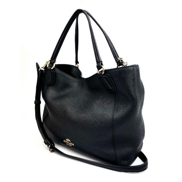 COACH - コーチ 2wayブラック ペブルドレザー ハンドバッグ ショルダー