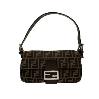 極 美品 FENDI フェンディ ズッカ FF ロゴ レザー 本革 キャンバス