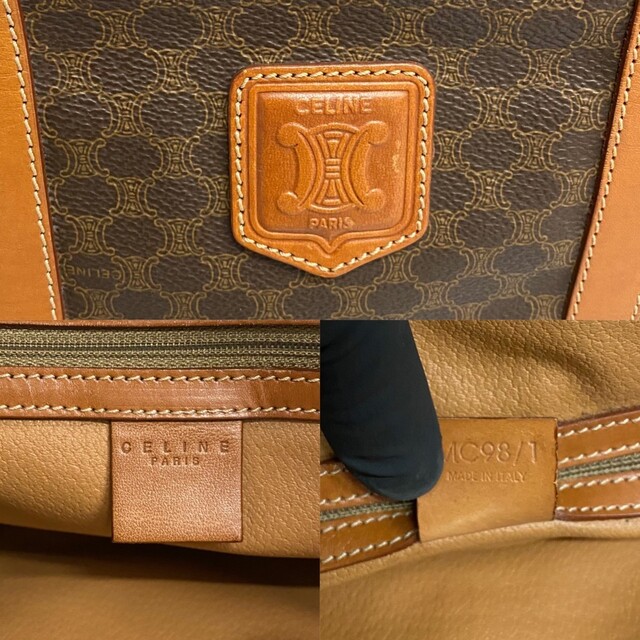 celine - 美品 CELINE セリーヌ ヴィンテージ マカダム ブラゾン トリオンフ ロゴ 柄 レザー トートバッグ ハンドバッグ ブラウン 14215の通販 by Trip Used Vintage|セリーヌならラクマ