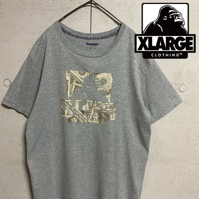 XLARGE(エクストララージ)のXLARGE/エクストララージ　半袖Tシャツ　霜降りグレー　プリント　メンズM メンズのトップス(Tシャツ/カットソー(半袖/袖なし))の商品写真