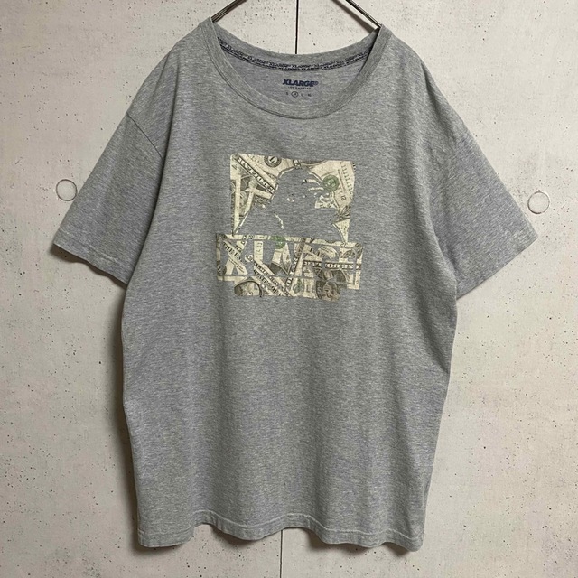 XLARGE(エクストララージ)のXLARGE/エクストララージ　半袖Tシャツ　霜降りグレー　プリント　メンズM メンズのトップス(Tシャツ/カットソー(半袖/袖なし))の商品写真