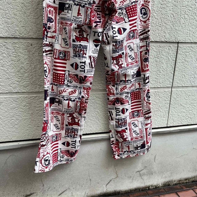 60s 70s USA古着 総柄 フレアパンツ ジグザグ タロン vintage 5