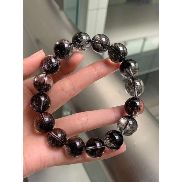 ⭐︎【天然】ブラックルチルクォーツ ブレスレット 14.5mm | www