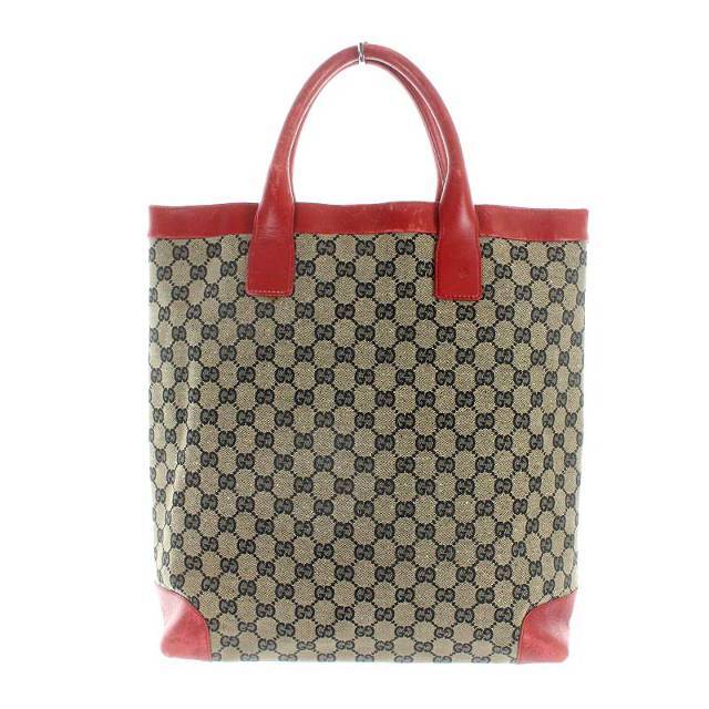 グッチ GUCCI トートバッグ GGキャンバス レザー 赤 レッド ベージュ