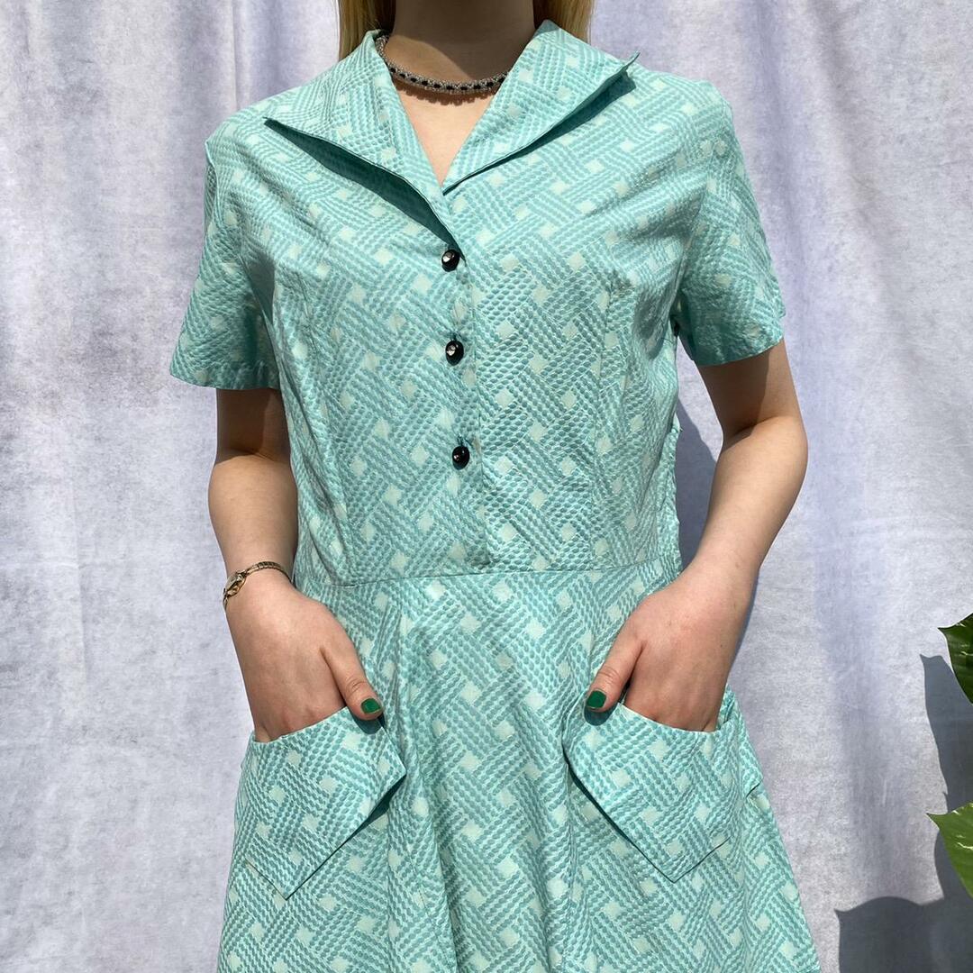 50年代 UNKNOWN 総柄 半袖 フレア ワンピース レディースM ヴィンテージ /eaa223958 2