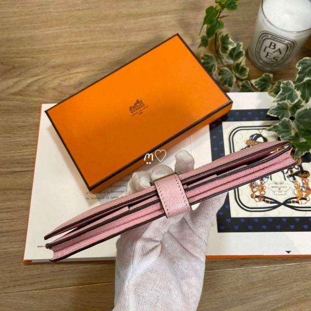 HERMES エルメス ベアンスフレ ローズサクラ ピンク シェーブル 長財布