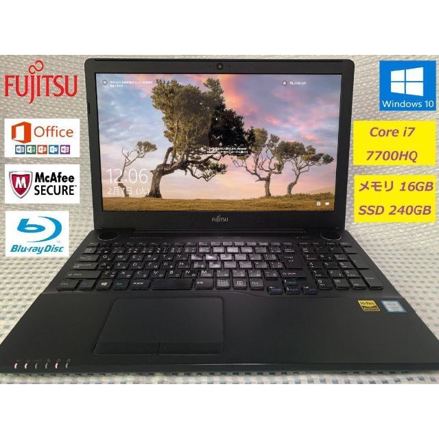 富士通 - ★超高性能★i7-7700HQ/ssd/メ16gb/office/セキュリティ付