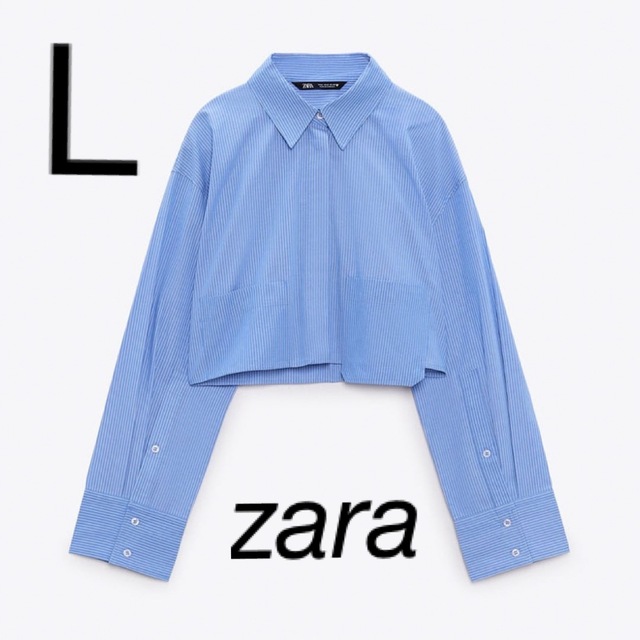 ZARA(ザラ)のZARA クロップドポプリンシャツ　L レディースのトップス(シャツ/ブラウス(長袖/七分))の商品写真