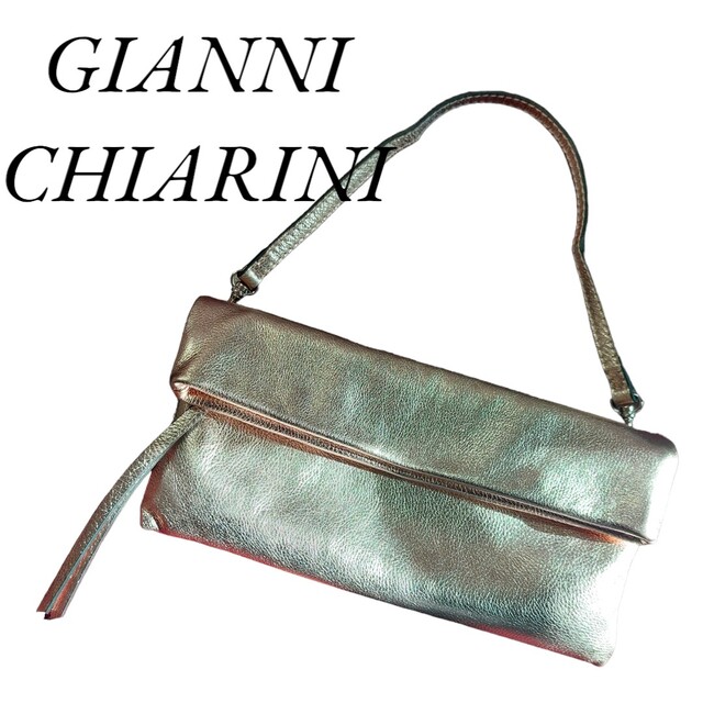 GIANNI CHIARINI(ジャンニキャリーニ)のGIANNI CHIARINI　ゴールドレザー　2way　ハンドバッグ　クラッチ レディースのバッグ(ハンドバッグ)の商品写真