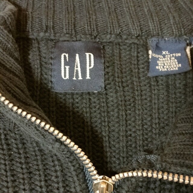 GAP(ギャップ)の90s 紺タグ OLD GAP ジップアップニット ダークネイビー XL メンズのトップス(ニット/セーター)の商品写真