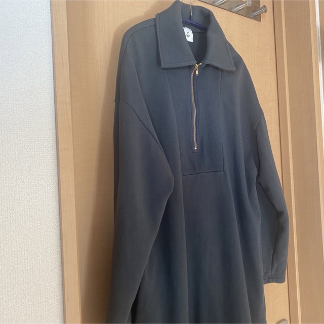 6 ロク スエットハーフジップワンピース-