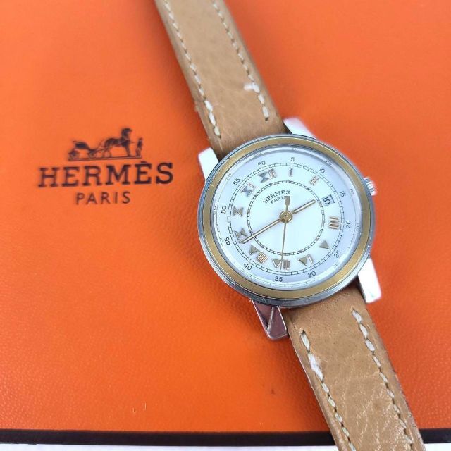 Hermes - ★【美品稼働品】エルメス HERMES キャリック ホワイト ゴールドエルメス