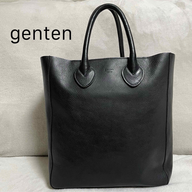 genten ゲンテン　ミネルヴァ　オールレザー　手提げバッグ　トートバッグ　黒