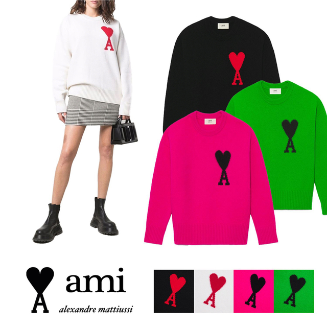 ami - AMI PARIS|アミパリ メリノウールフェルト セーター 男女共用の