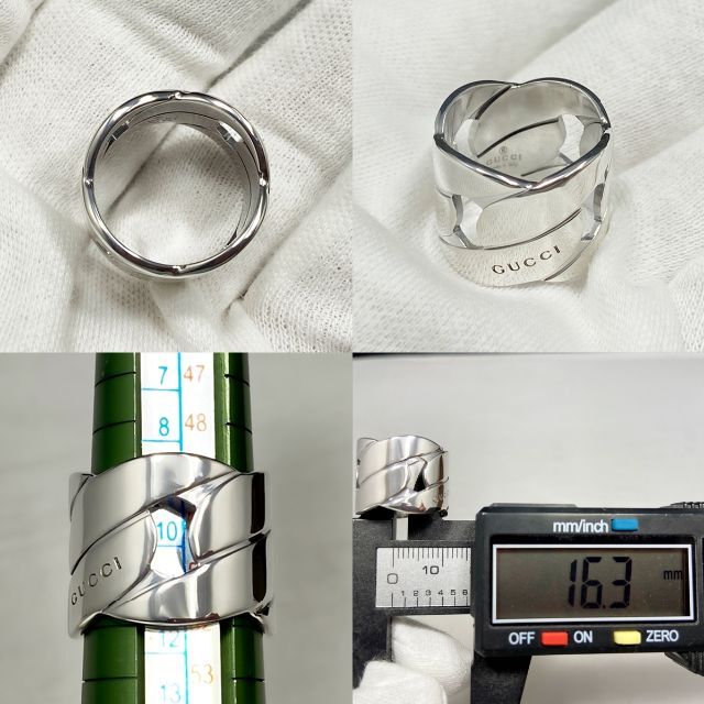 新品仕上 希少 グッチ Gロゴ チェーン リング 指輪 シルバー 10号 925