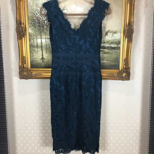 TADASHI SHOJI(タダシショウジ)の新品☆TADASHI SHIJO サイズ2 紺色　(TADA18) レディースのワンピース(ひざ丈ワンピース)の商品写真