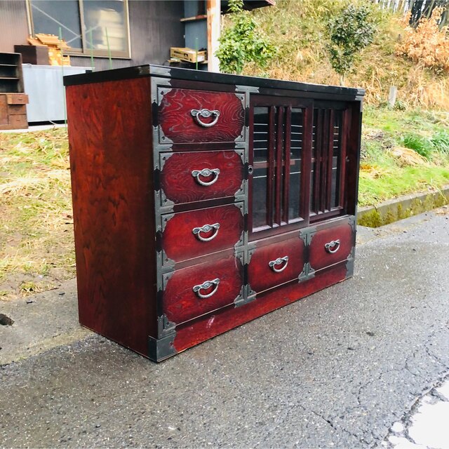 税込 箪笥 打ち出し金具 引き出し 時代箪笥 古家具 アンティーク