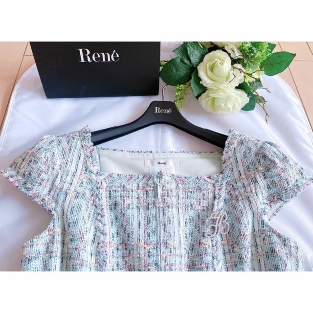 Rene 高級イタリアツィードワンピース38 極美品 foxey 一流の品質