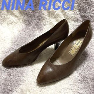 ニナリッチ(NINA RICCI)のs220 NINA RICCI ヴィンテージ ヒール ブラウンシンプル無地 上品(ハイヒール/パンプス)