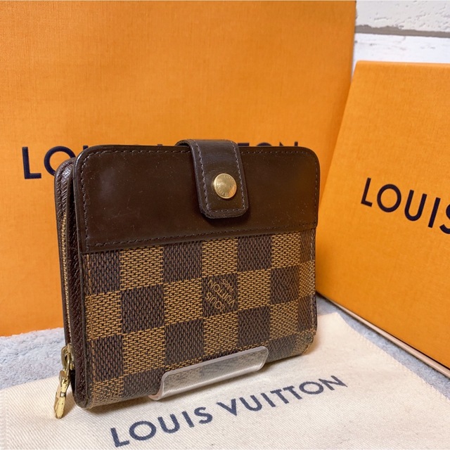 LOUIS VUITTON(ルイヴィトン)の【美品】 ルイヴィトン コンパクトジップ ダミエ エベヌ 2つ折り財布 レディースのファッション小物(財布)の商品写真