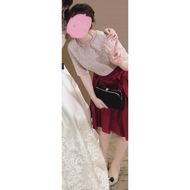 AIMER(エメ)の【AIMER】パーティドレス(ピンク×赤) 卒業 結婚式 2次会 レディースのフォーマル/ドレス(ミディアムドレス)の商品写真
