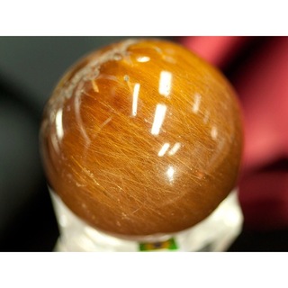 天然石 レッドルチルクォーツ丸玉ボール/54g/1個 ブラジル産(置物)