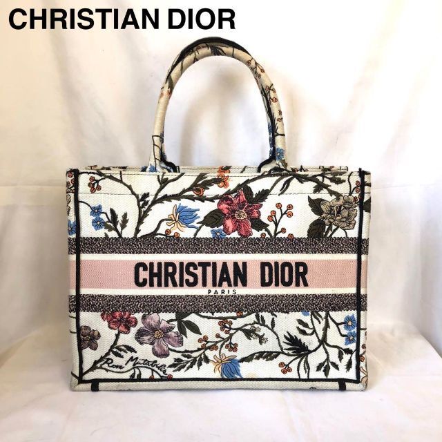 愛用 Christian Dior 《稀少》CHRISTIAN DIOR ブックトート ミディアム 花柄 肩掛け可能 トートバッグ 