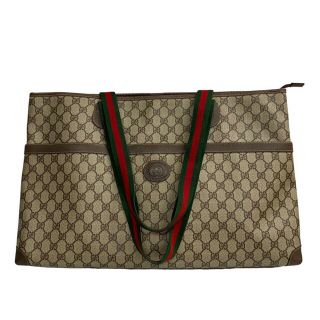 グッチ(Gucci)の極 美品 GUCCI オールドグッチ ヴィンテージ シェリーライン GG ロゴ レザー トートバッグ ハンドバッグ A4収納可 ブラウン 47691(トートバッグ)