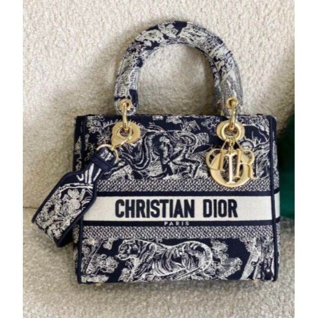 人気の贈り物が Christian Dior - DIOR LADY D-LITE ミディアムバッグ トワル ドゥ ジュイ リバー ハンドバッグ