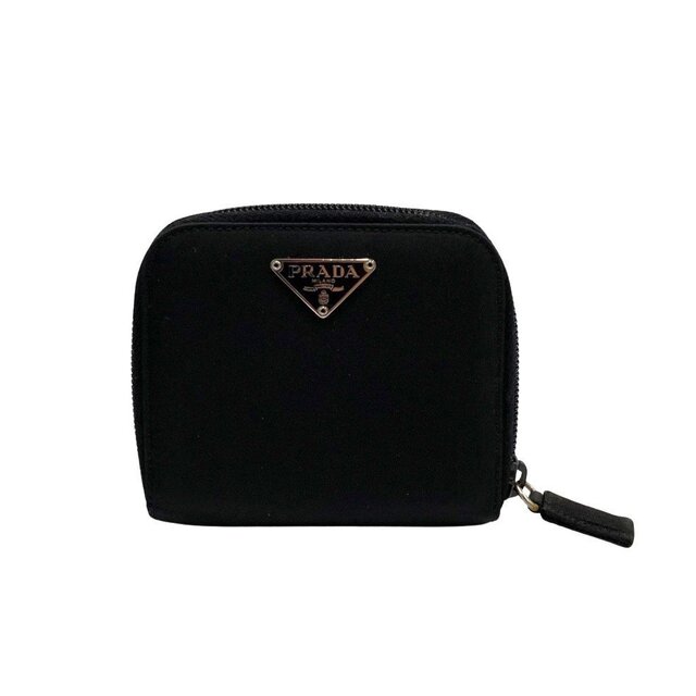 ほぼ未使用 カード 保存箱付き PRADA プラダ 三角ロゴ サフィアーノレザー 本革 ラウンドジップ 二つ折り 財布 ブラック 25623 | フリマアプリ ラクマ