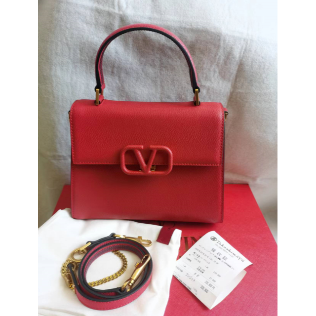 VALENTINO - ★美品★ valentino vスリング スモールハンドバッグ 赤/レッド