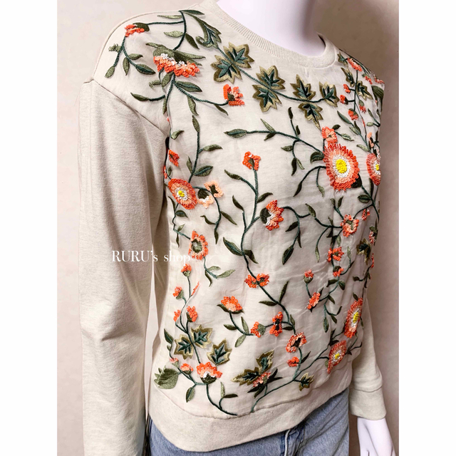 alice +olivia レディース トップス ニット S 刺繍 ビーズ 花柄-