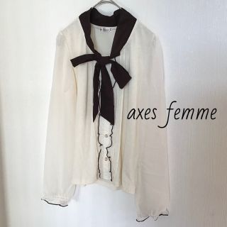 アクシーズファム(axes femme)のaxes femme トップス ボウタイブラウス 透け感 Mサイズ / USED(シャツ/ブラウス(長袖/七分))